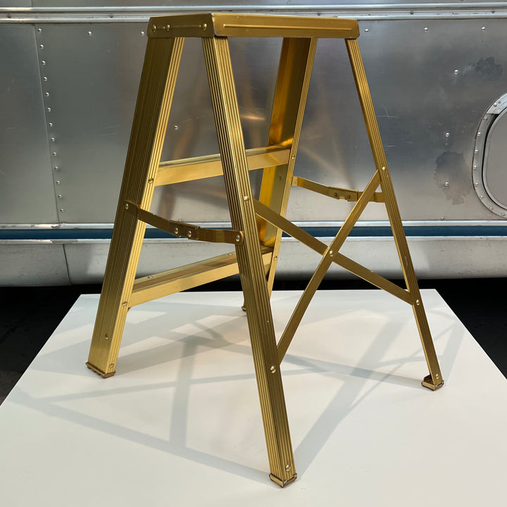 Vtg Macklanburg-Duncan Gold-Anodized Aluminum Stepladder