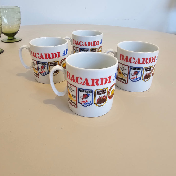 (4) 1970's Bacardi Apres Ski Lift Coffee Mugs