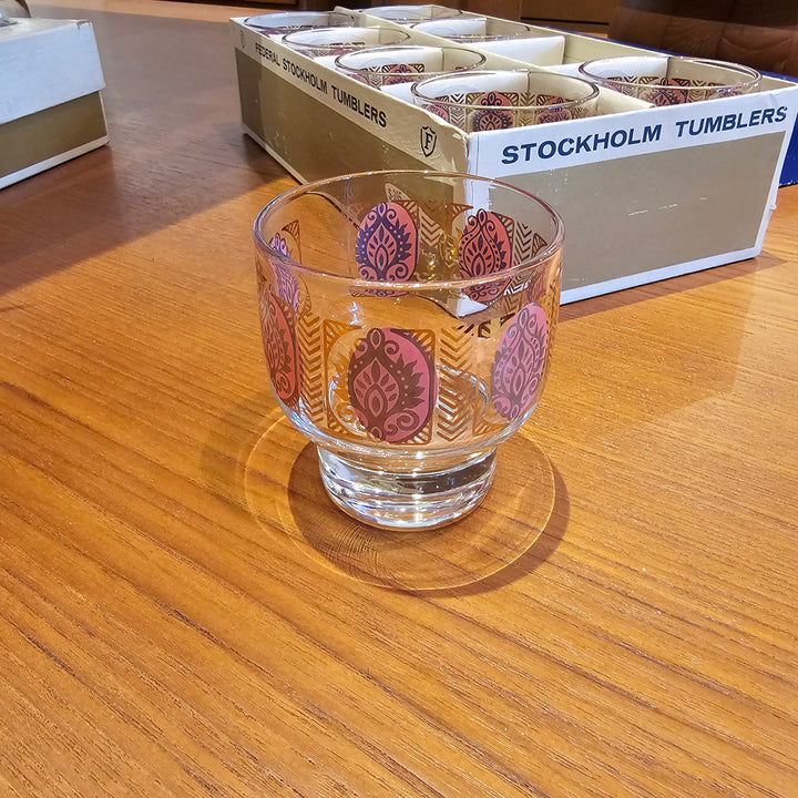 Set of 8 Federal Glass "Flamenco" Cocktail Glasses