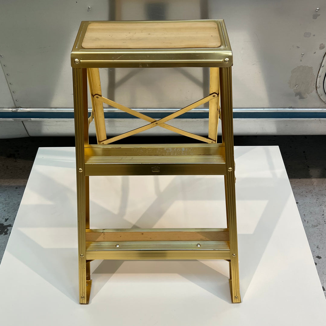 Vtg Macklanburg-Duncan Gold-Anodized Aluminum Stepladder