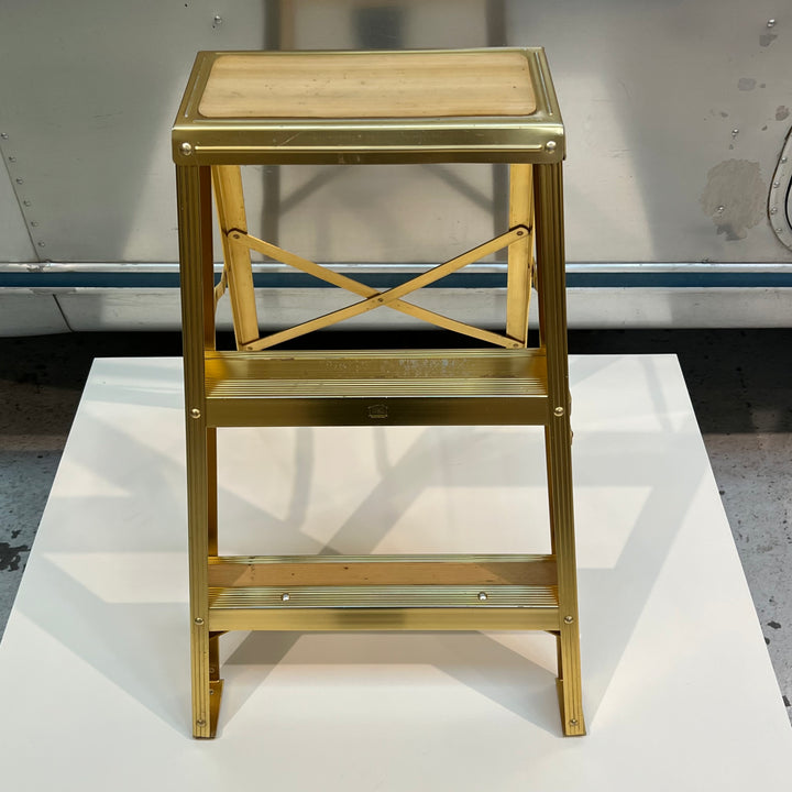 Vtg Macklanburg-Duncan Gold-Anodized Aluminum Stepladder