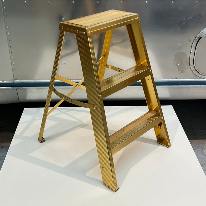 Vtg Macklanburg-Duncan Gold-Anodized Aluminum Stepladder
