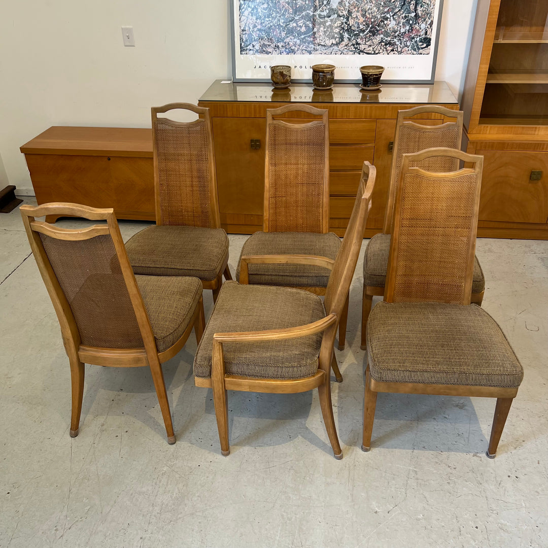 Set of 6 1960s Caned Back Dining Chairs