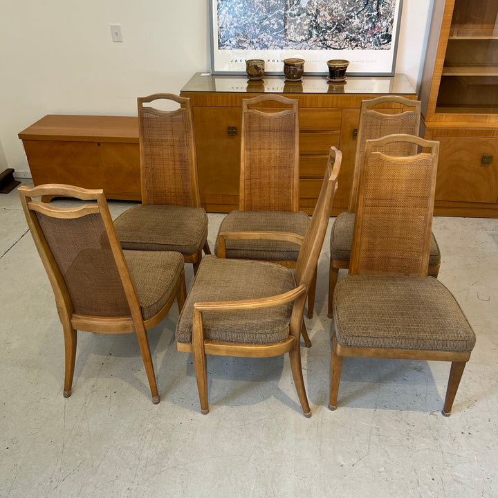 Set of 6 1960s Caned Back Dining Chairs
