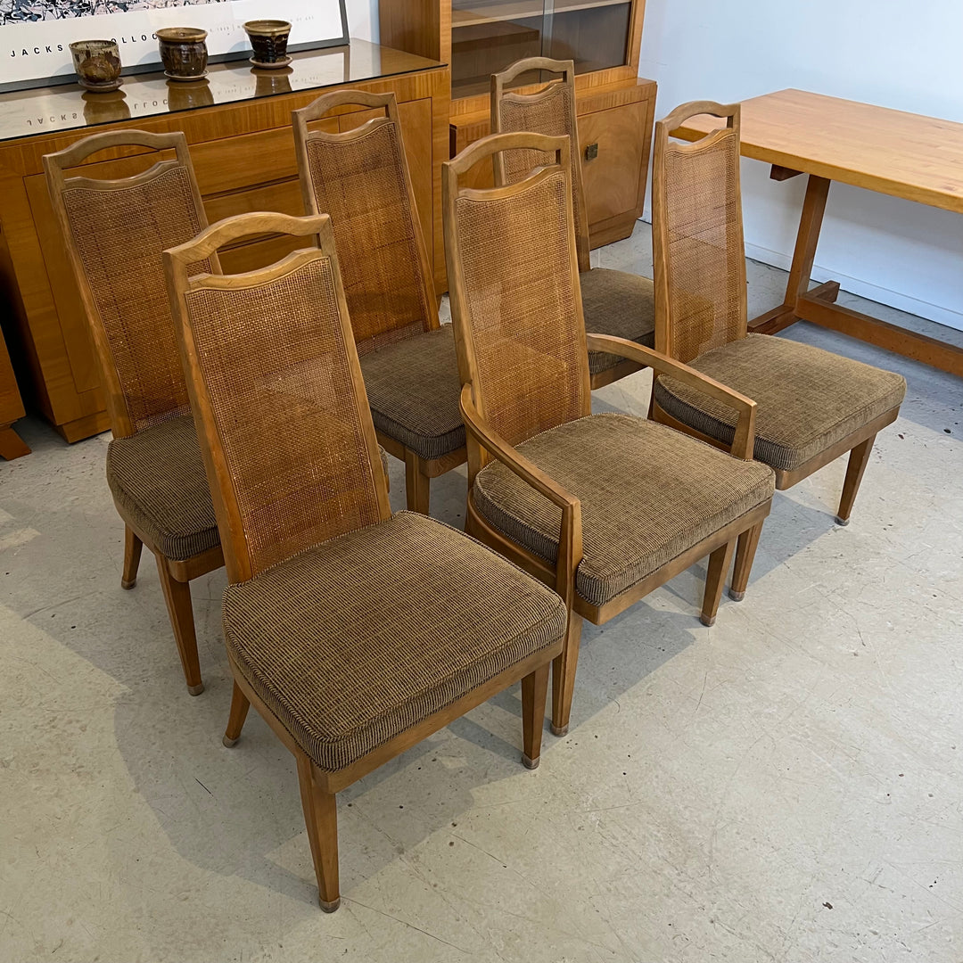 Set of 6 1960s Caned Back Dining Chairs