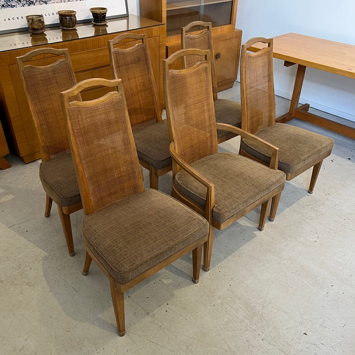Set of 6 1960s Caned Back Dining Chairs