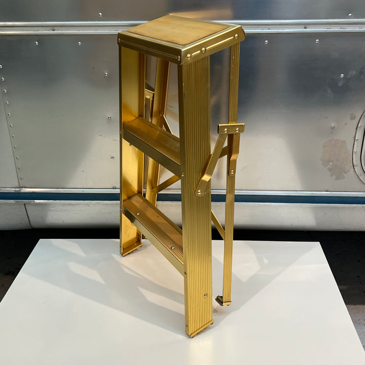 Vtg Macklanburg-Duncan Gold-Anodized Aluminum Stepladder